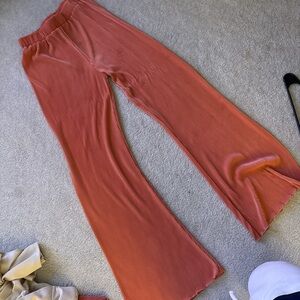 Orange ribbed long sleeve top and pants set